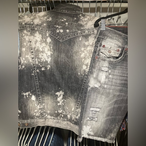Rare True Religion denim vest/short set in “Deep Base” - Picture 7 of 9